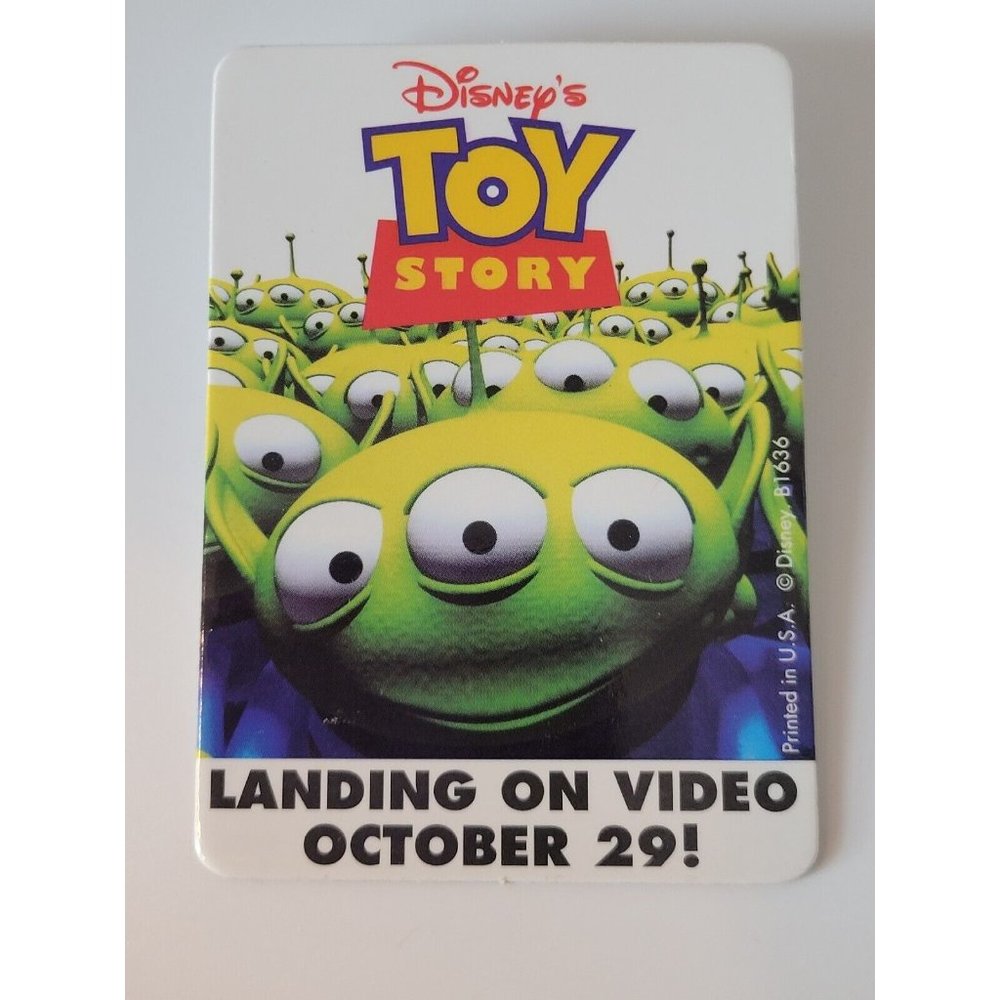 Toy Story Movie Release Promo Cardboard Pin Back Button Aliens Green Men Oct. 29